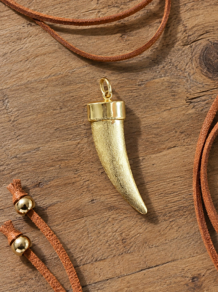 Collar L gamuza Medalla enchapada en oro
